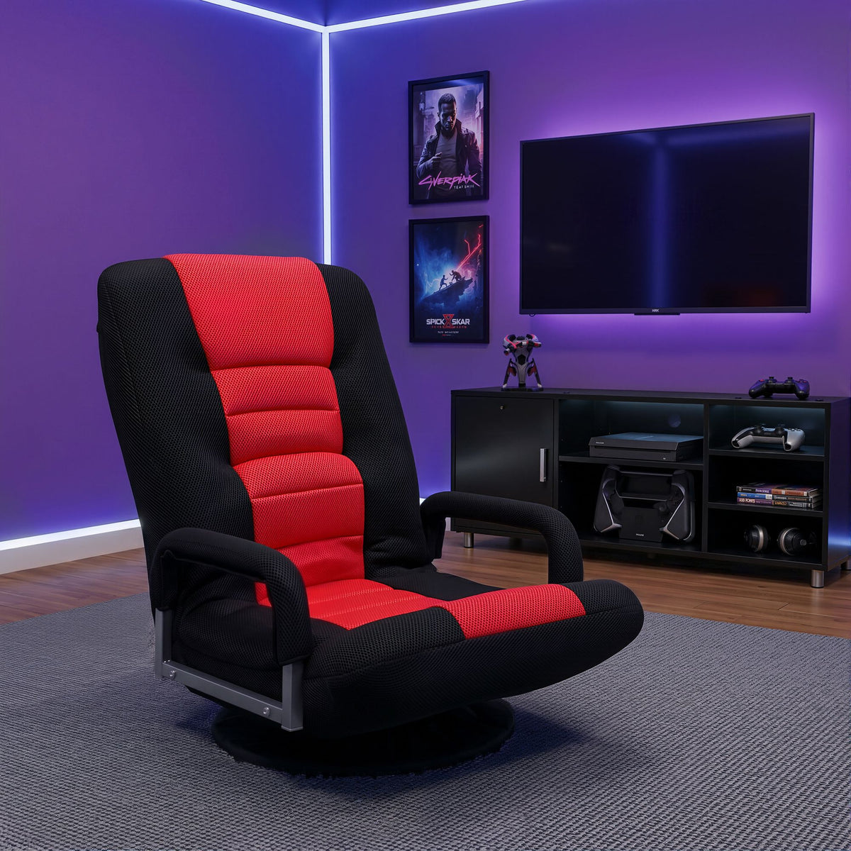 Artiss Floor Gaming Chair | 360° Swivel | 6-Position Recline