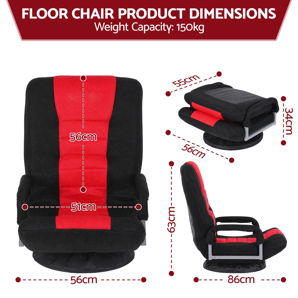 Artiss Floor Gaming Chair | 360° Swivel | 6-Position Recline