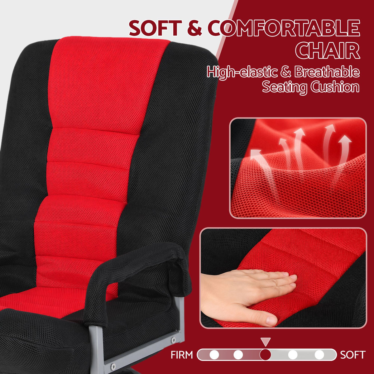 Artiss Floor Gaming Chair | 360° Swivel | 6-Position Recline