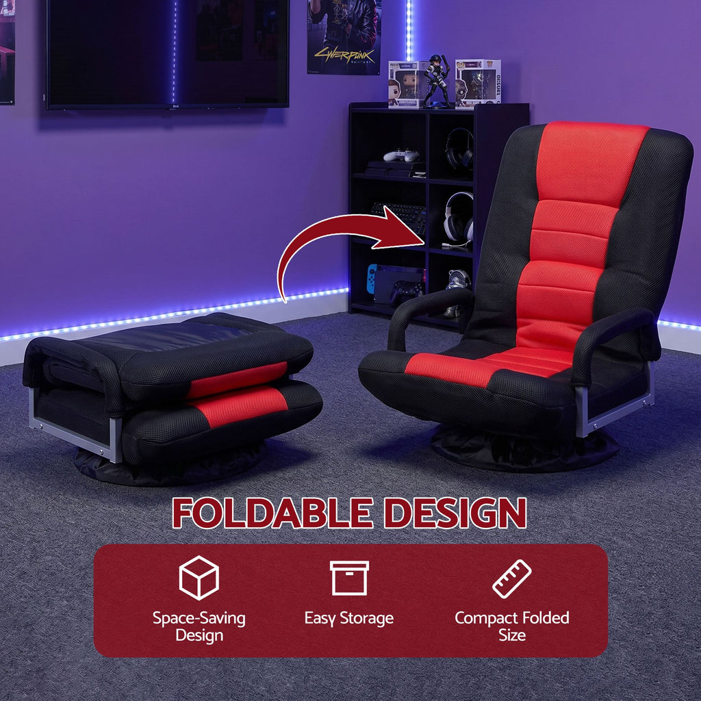 Artiss Floor Gaming Chair | 360° Swivel | 6-Position Recline