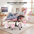 Artiss 2-Point Massage Gaming Chair | Pink & White | Recline