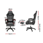 Artiss 6-Point Massage Gaming Chair | 7 LED Colours | Black
