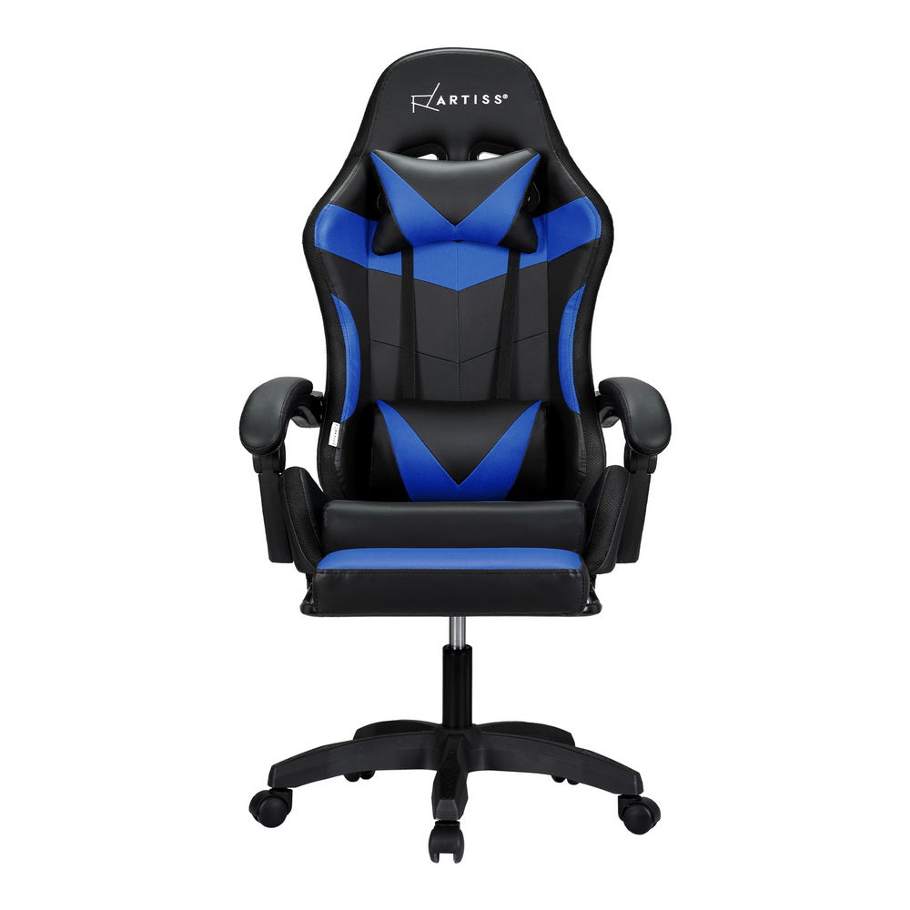 Artiss 6-Point Massage Gaming Chair | 7 LED Colours | Blue
