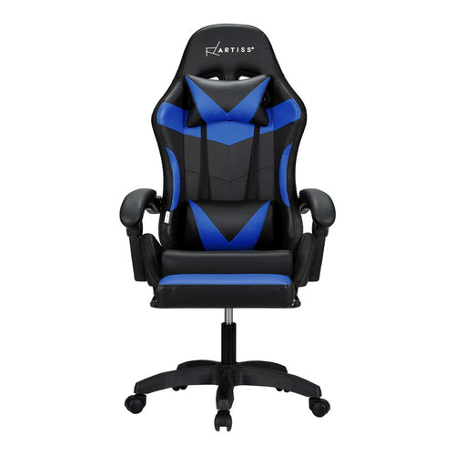 Artiss 6-Point Massage Gaming Chair | 7 LED Colours | Blue