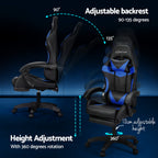 Artiss 6-Point Massage Gaming Chair | 7 LED Colours | Blue