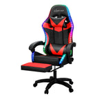 Artiss 6-Point Massage Gaming Chair | 7 LED Colours | Red