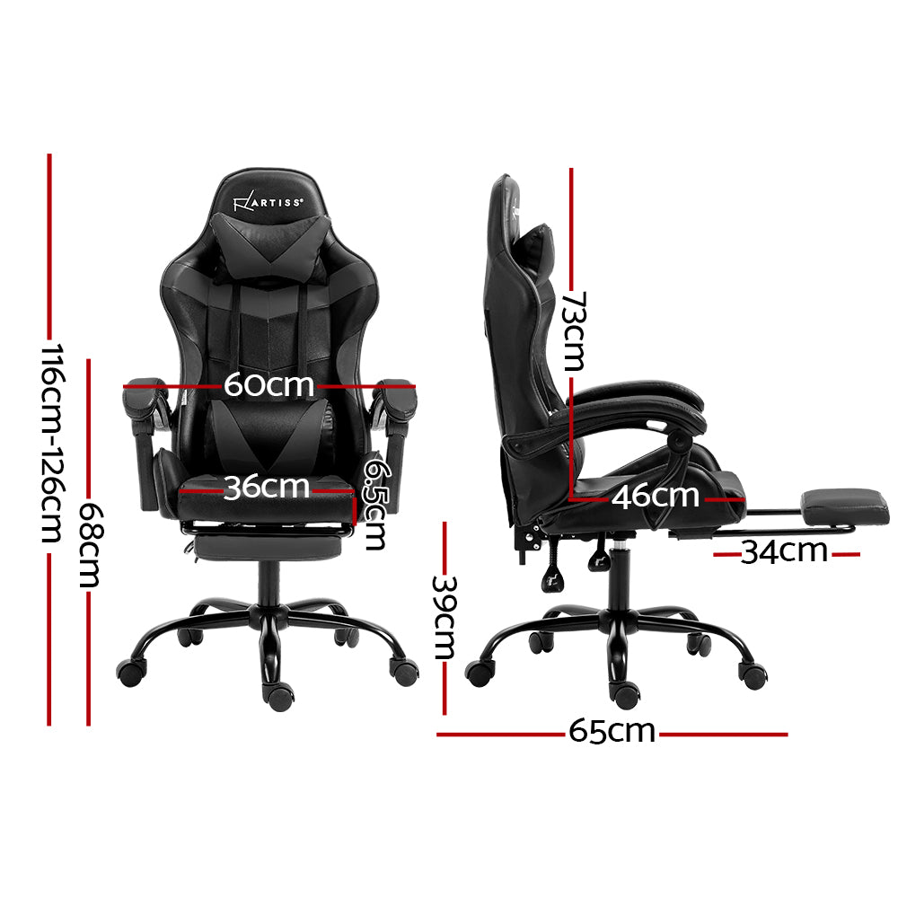 Artiss Executive Gaming Chair | Footrest + Recline | Grey