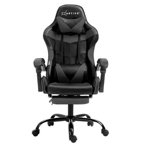 Artiss Executive Gaming Chair | Footrest + Recline | Grey