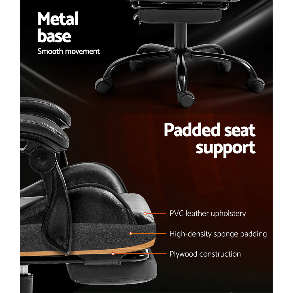 Artiss Executive Gaming Chair | Footrest + Recline | Grey