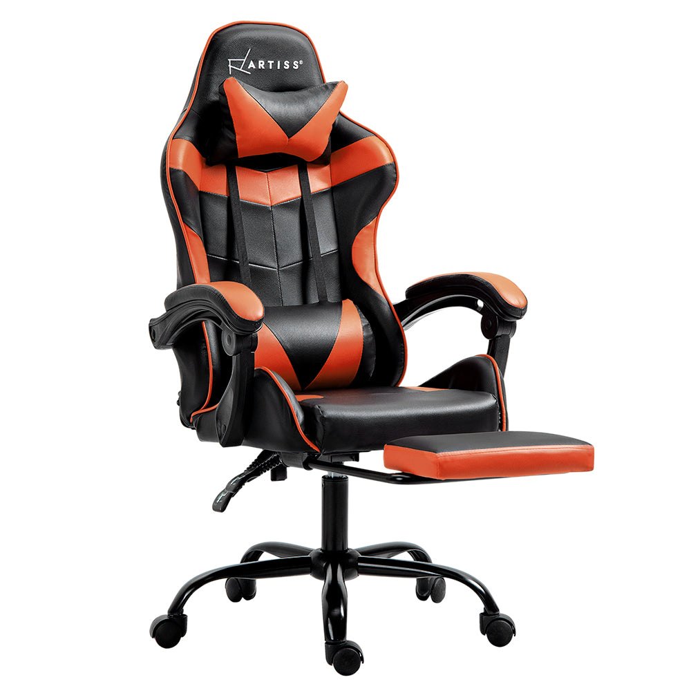 Artiss Executive Gaming Chair | Footrest + Recline | Orange