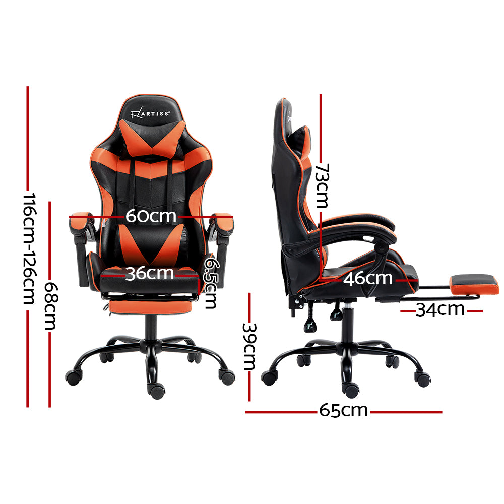Artiss Executive Gaming Chair | Footrest + Recline | Orange