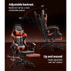 Artiss Executive Gaming Chair | Footrest + Recline | Orange