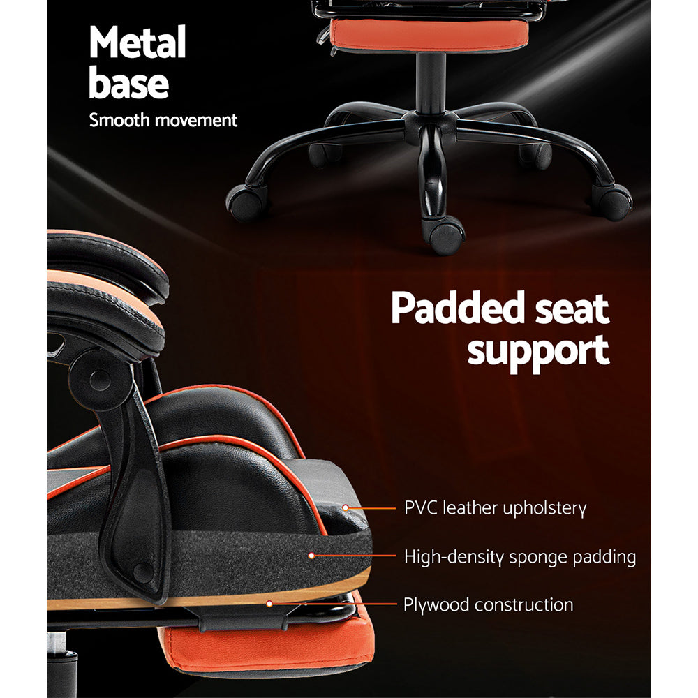 Artiss Executive Gaming Chair | Footrest + Recline | Orange
