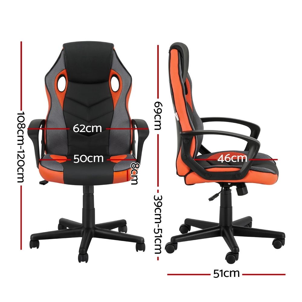 Artiss High-Back Gaming Chair | Orange | Tilt + Height Adjust