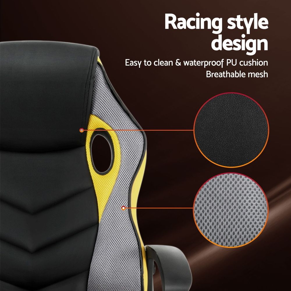 Artiss High-Back Gaming Chair | Yellow | Tilt + Height Adjust