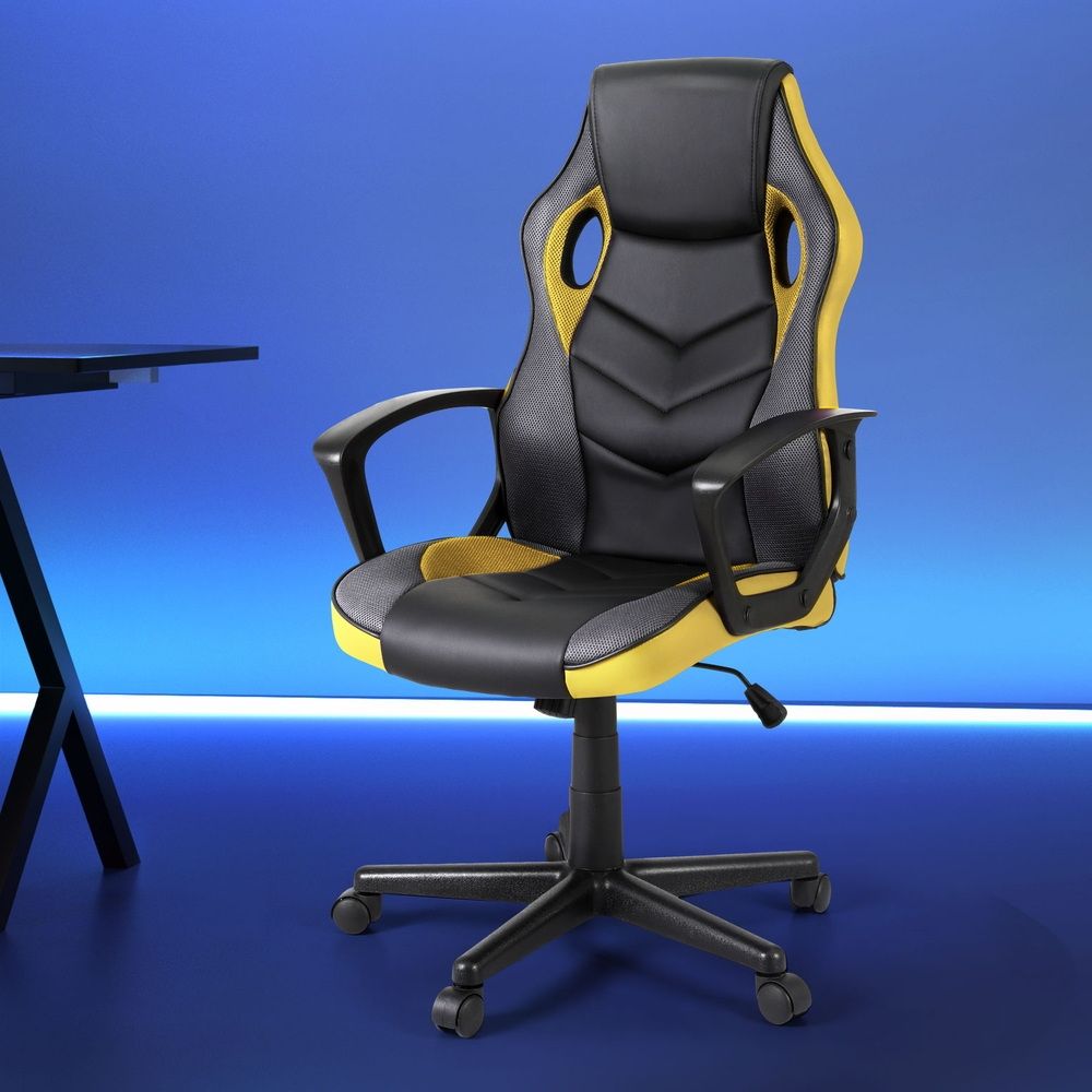 Artiss High-Back Gaming Chair | Yellow | Tilt + Height Adjust