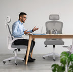SITIO High-Back Ergonomic Office Chair | Grey/White | 120KG Rated