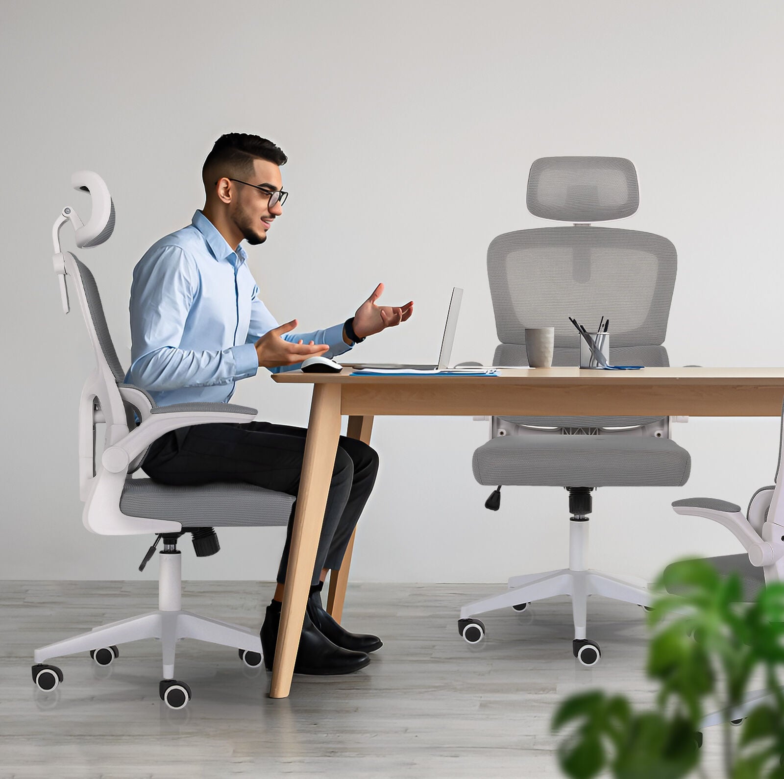 SITIO High-Back Ergonomic Office Chair | Grey/White | 120KG Rated