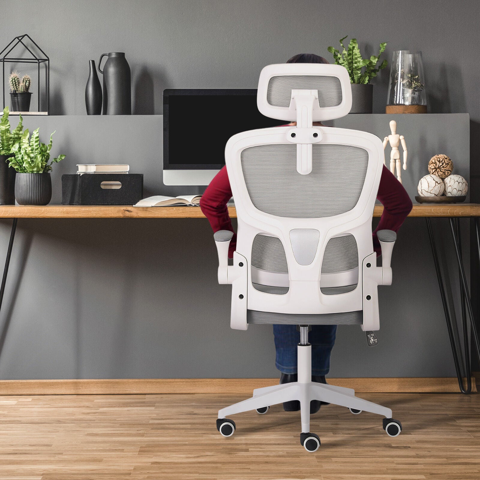 SITIO High-Back Ergonomic Office Chair | Grey/White | 120KG Rated
