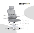 SITIO High-Back Ergonomic Office Chair | Grey/White | 120KG Rated