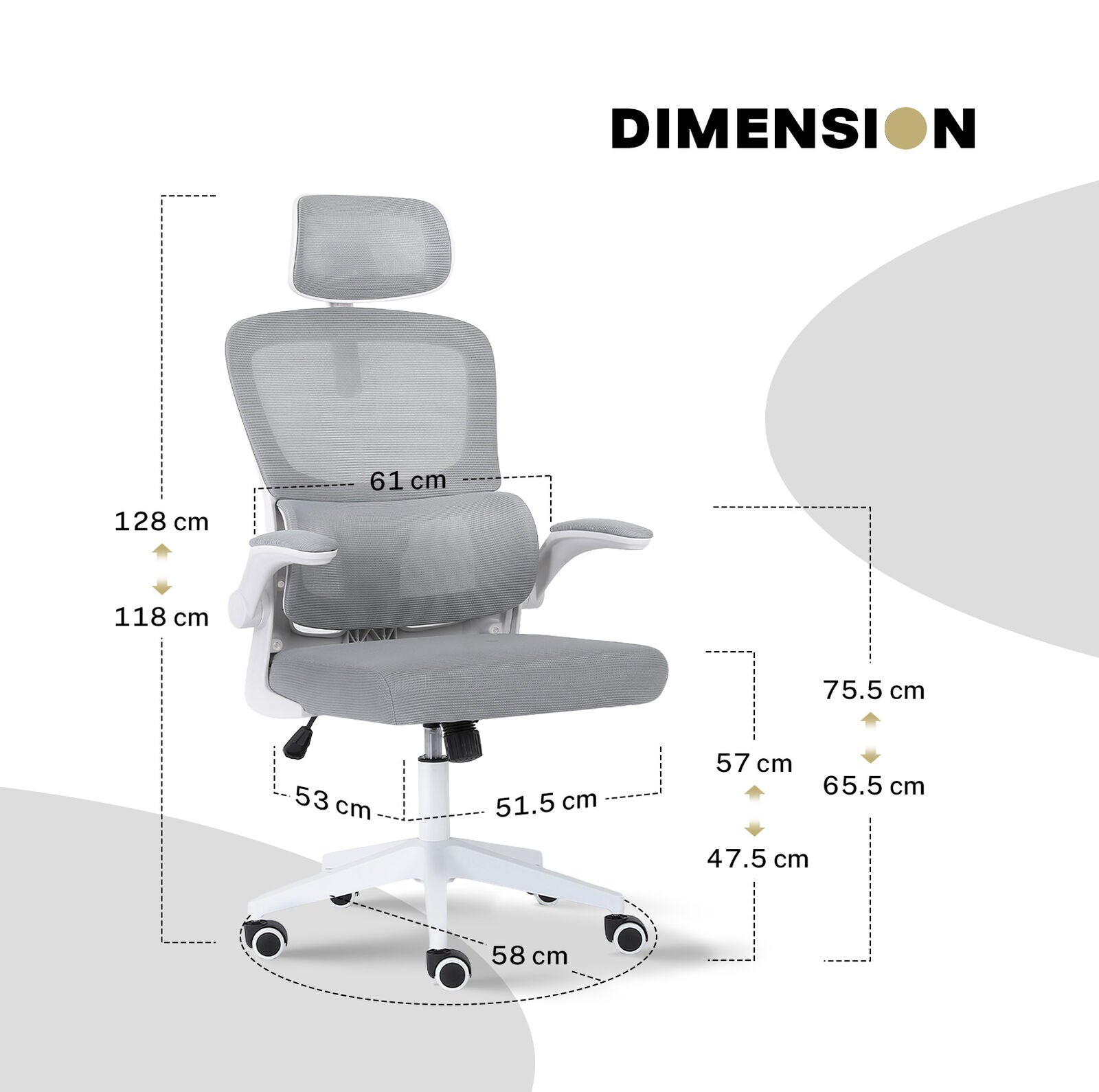 SITIO High-Back Ergonomic Office Chair | Grey/White | 120KG Rated
