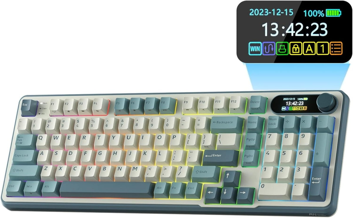 RK S98 Wireless Mechanical Keyboard | 98 Keys | Knob + Screen