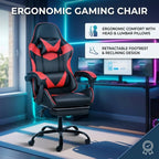 Gaming Chair with Footrest & Lumbar Support | Black & Red