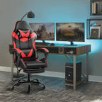 Gaming Chair with Footrest & Lumbar Support | Black & Red