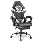 Gaming Chair with Footrest & Lumbar Support | Black & White