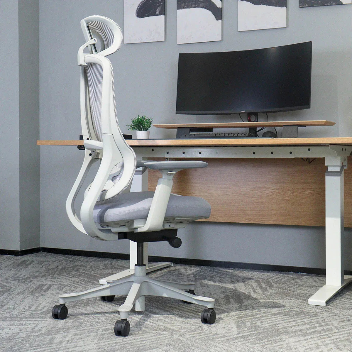 DM8 High-Back Ergonomic Office Chair | White/Grey | 150KG Rated | 10-Year Warranty