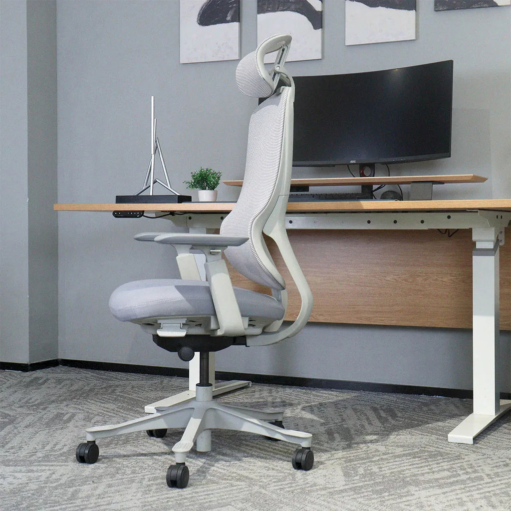 DM8 High-Back Ergonomic Office Chair | White/Grey | 150KG Rated | 10-Year Warranty