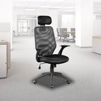 Mesh Office Chair with Headrest | Adjustable Height | Black