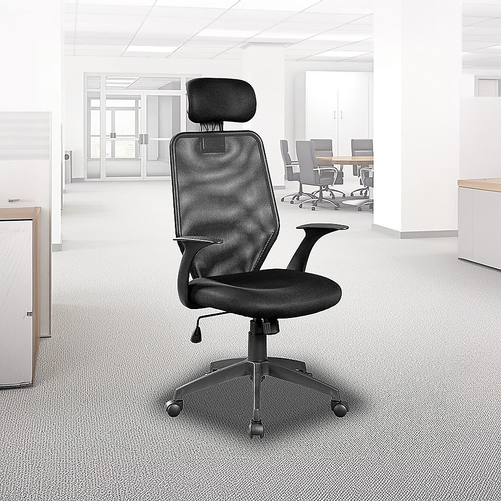 Mesh Office Chair with Headrest | Adjustable Height | Black