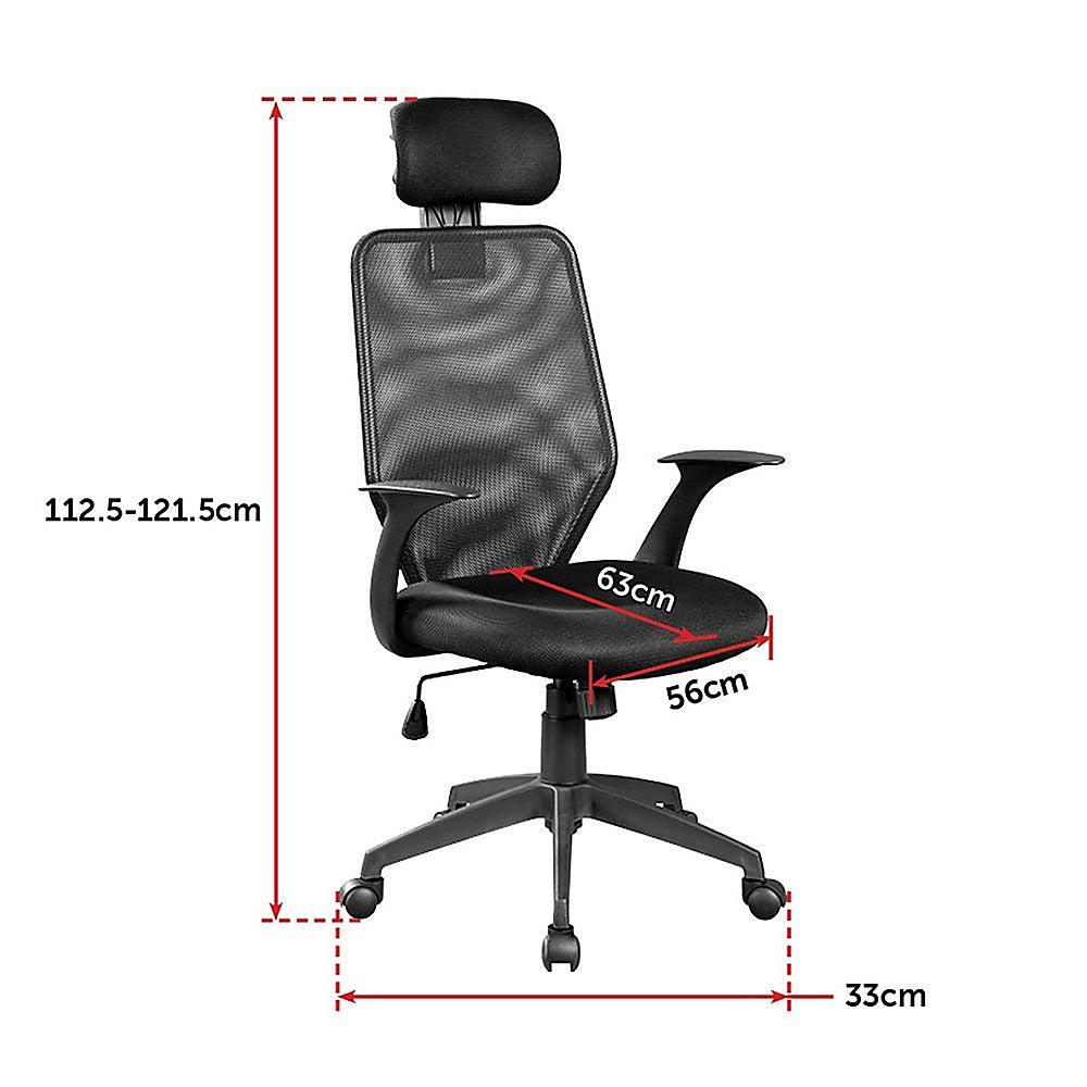 Mesh Office Chair with Headrest | Adjustable Height | Black
