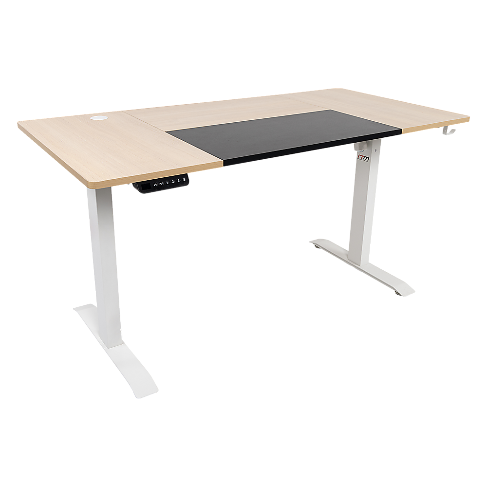 Electric Standing Desk 140cm | Motorised Height Adjustable | 4 Memory Settings | Light Birchwood