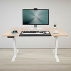 Electric Standing Desk 140cm | Motorised Height Adjustable | 4 Memory Settings | Light Birchwood