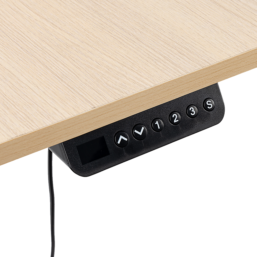 Electric Standing Desk 140cm | Motorised Height Adjustable | 4 Memory Settings | Light Birchwood