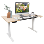 Electric Standing Desk 140cm | Motorised Height Adjustable | 4 Memory Settings | Light Birchwood