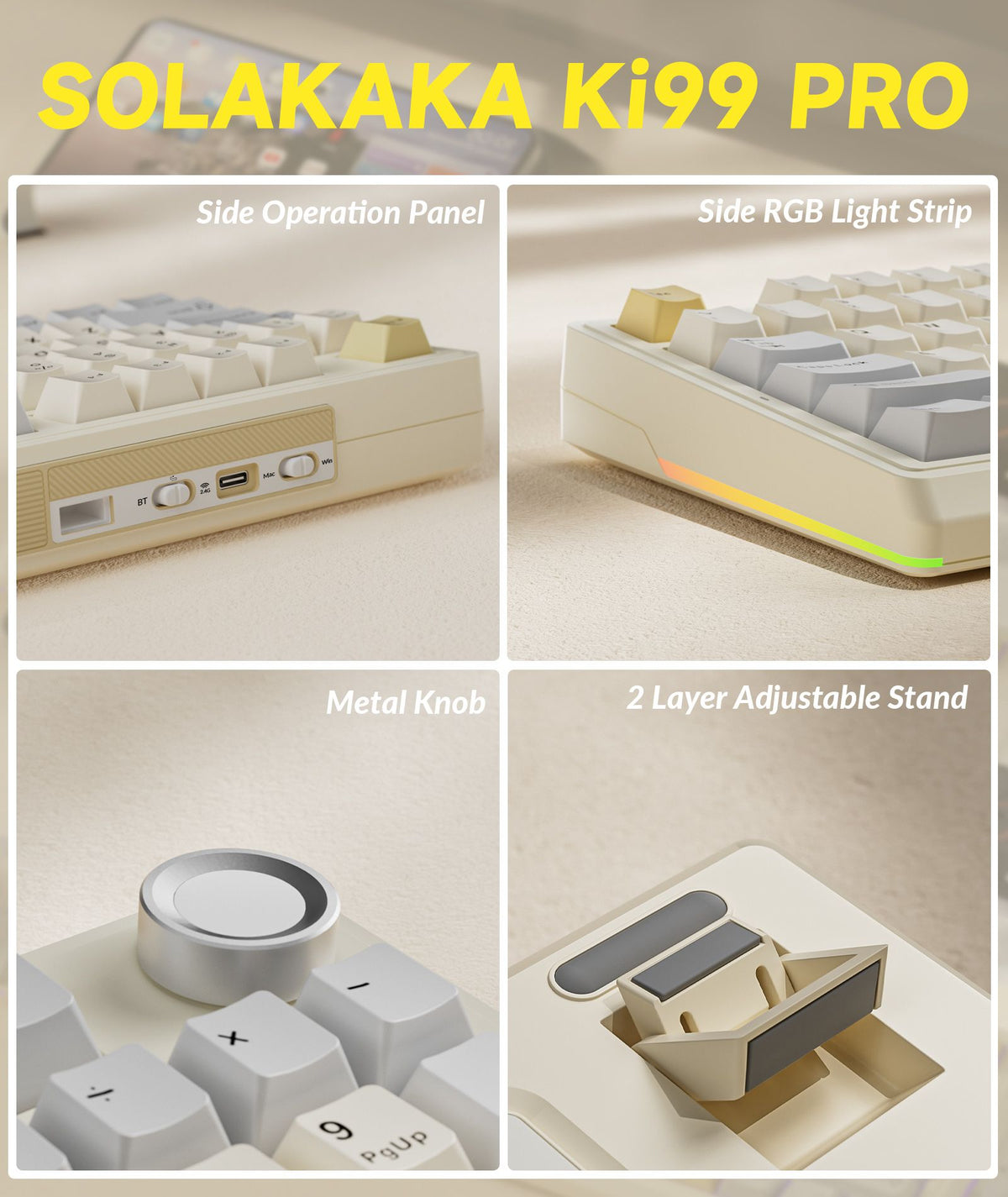 SOLAKAKA Ki99 Pro Mechanical Keyboard | 99 Keys | Knob + Gasket